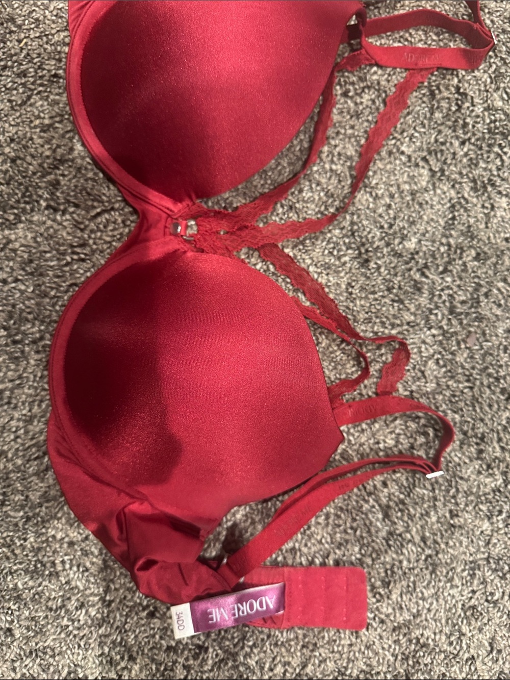 Adore Me Crimson Lace-Accent Push-Up Bra